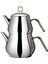 Çayeli Mini Çelik Çaydanlık Takımı - Gri / Gold - 1,2 Lt + 800 ml 2