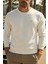 Erkek Mevsimlik Salaş Uzun Kol Beyaz Sweatshirt 1