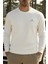 Erkek Mevsimlik Salaş Uzun Kol Beyaz Sweatshirt 4