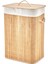 Dikdörtgen Bambu Ahşap Kirli Çamaşır Sepeti 40X30X60CM Seyyar Kapaklı Içi Bezli Ip Kulplu (4887) 1