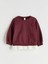 Yeni Sezon Bisiklet Yaka Çiçek Aplikeli Kız Çocuk Sweatshirt 3