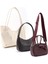 Krem/ Kahverengi/ Bordo SHK261 Suni Deri El, Kol ve Omuz 3'lü Çanta Seti (SHK108-SHK229-SHK217) 1