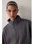 Gri Modal Dik Fermuar Yaka Sweatshirt 3