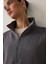 Gri Modal Dik Fermuar Yaka Sweatshirt 4