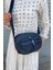 Kadın Krinkıl Çapraz Askılı Omuz Çantası Lacivert Düz Desenli 1