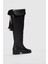 Mona Püskül Detaylı Kadın Diz Üstü Çizme-Siyah 2