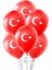 23 Nisan Türk Bayrağı Baskılı Ay Yıldız Kırmızı Beyaz Balon 12 Inç 30 cm Milli Bayram Süsü 50 Adet 2