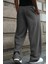 Baggy Bol Kesim Ayarlanabilir Paçalı Unisex Eşofman Altı Gri / Siyah / Antrasit 5