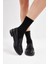 3'lü Roll Top Lastiksiz Kadın Siyah Bambu Soket Çorap, 36-40 1