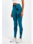 Kadın Spor Tayt Dikişsiz Tasarım Batik Desen Uzun Mavi Renk Slim Fit 2