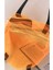 Turuncu Renk Pvc Kumaş Su Geçirmez Kadın Plaj Çantası - Cep Detaylı Şeffaf Plaj Çantası 4