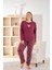 Kadın Büyük Beden Şık Sofia Kumaş Pijama Takımı - Mürdüm 1