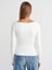 31401 Büzgülü Kayık Yaka Top-Ekru 2