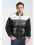 Erkek Oversize Baskılı Motorcu Yarışçı Mont Kolej Ceket 5