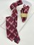 Bordo Ekoseli Mendilli Slim Kravat 1