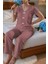 Pamuklu Gül Kurusu Fiyonk Detaylı Mevsimlik Pijama Takımı 3