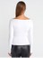 31401 Büzgülü Kayık Yaka Top-Beyaz 3