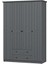 Bona Avangart 4 Mebran Kapaklı 2 Çekmeceli Gardırop - Antrasit 7