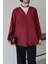 V Yaka Önü Düğme Detaylı Tesettür Gömlek Bordo 4
