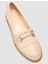 %100 Hakiki Deri Bej Kadın Püsküllü Loafer 6