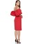 Kırmızı Krep Kısa Kol Orta Boy Elbise 1