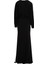 Sırt Dekolteli Etek Ucu Geniş Kalem Form Siyah Uzun Elbise 3