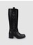 %100 Hakiki Deri Siyah Toka Detaylı Kadın Çizme 1