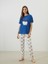 Yeni Sezon Bisiklet Yaka Baskılı Kadın Pijama Takımı 1