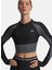 6003981-004-UA Hg Rib 1/4 Zip Siyah Fermuarlı Crop Parçalı Kadın T-Shirt 1