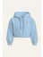 Kız Çocuk Kapşonlu Crop Sweatshirt - Mavi 1