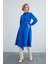 Midi Boy Rahat Kesim Lacivert Pamuk Elbise 1