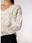 Kadın Ekru V Yaka Payetli Kazak F4WL-KZK0609 3