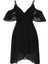 Siyah Sifon Kısa Kol Kısa Elbise 1