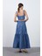 Fermuar Detaylı Lacivert Uzun Etek 4