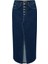 Düğme ve Yırtmaç Detaylı Pamuklu Midi Boy Denim Etek 6