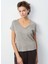 Gri Kadın Standart Desensiz T-Shirt SON02AGH25GRISCH 1