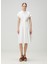 Beyaz Drape Detaylı Midi Elbise 2