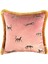 Dekoratif Leopar Desenli Pembe Kadife Kırlent Kılıfı 45 x 45 cm 1