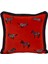 Dekoratif Zebra Nakış Işlemeli Siyah Püsküllü Kırmızı Kadife Yastık Kılıfı 45X45 cm 1