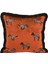 Dekoratif Zebra Nakış Işlemeli Siyah Püsküllü Kiremit Kadife Yastık Kılıfı 45X45 cm 1