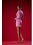 Pembe Payetli Drape Detaylı Mini Elbise 4