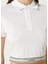 Beyaz Logolu Crop Polo T-Shirt 4