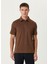 Kahverengi Polo Yaka Keten T-Shirt 1