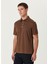 Kahverengi Polo Yaka Keten T-Shirt 3