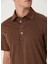 Kahverengi Polo Yaka Keten T-Shirt 5