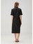 Relaxed Fit Siyah Midi Elbise 4