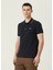 Lacivert Polo Yaka Logo Nakışlı T-Shirt 3