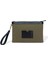 Stitched Haki Siyah Kanvas Kadın Clutch Çanta 1