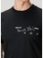 Siyah Kontrast Baskılı T-Shirt 5