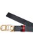 Siyah Kırmızı Çift Taraflı Logolu Kadın Deri Kemer 2